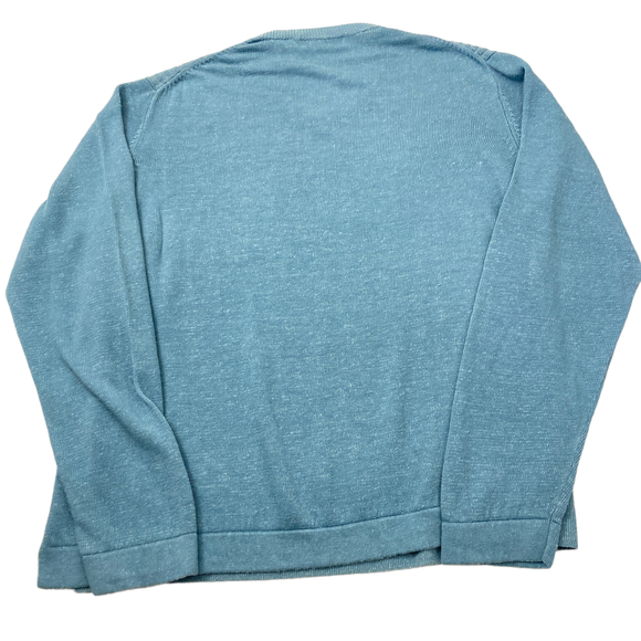 Wilke Rodriguez Mens Sz L Pullover V-Neck Sweater Blue Linen Blend Lightweight - Picture 3 of 7